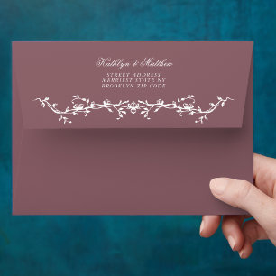 Mauve Elegant Vintage Floral Wedding Envelope