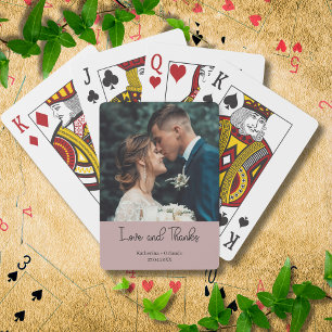 Mauve Elegant Wedding Love and Thanks Photo Playing Cards