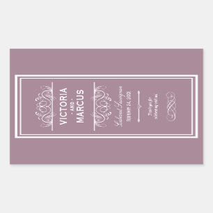 Mauve Elegant Wedding Monogram Wine Bottle Sticker
