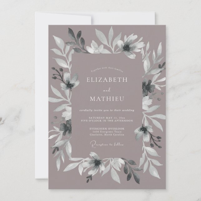 Mauve Ethereal Anemone Wedding Invitation (Front)