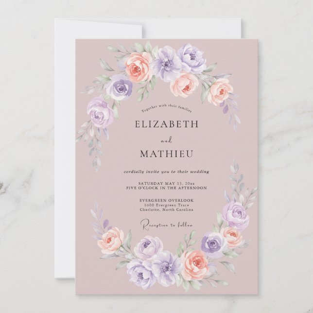 Mauve Ethereal Spring Wedding Invitation (Front)