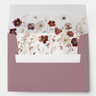 Mauve Fall Floral Wedding Envelope