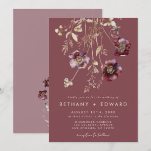 Mauve Fall Floral Wedding Invitation