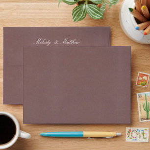 Mauve Faux Velvet Texture Print Wedding Envelope