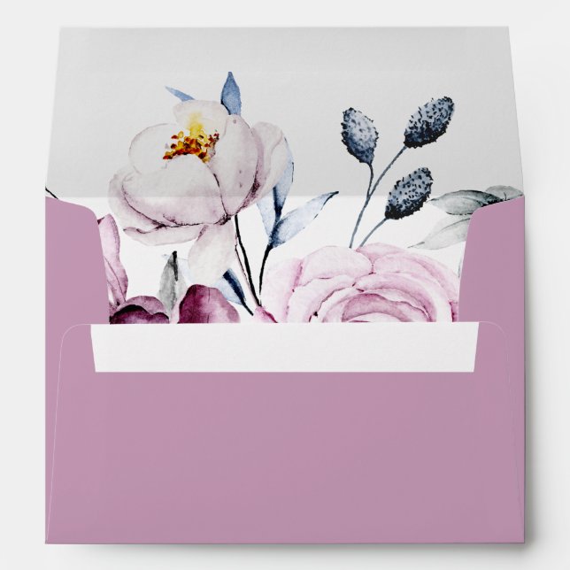 Mauve Floral 5x7 Return Address Envelope (Back (Bottom))