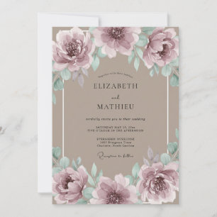 Mauve Floral Artistry Wedding Invitation