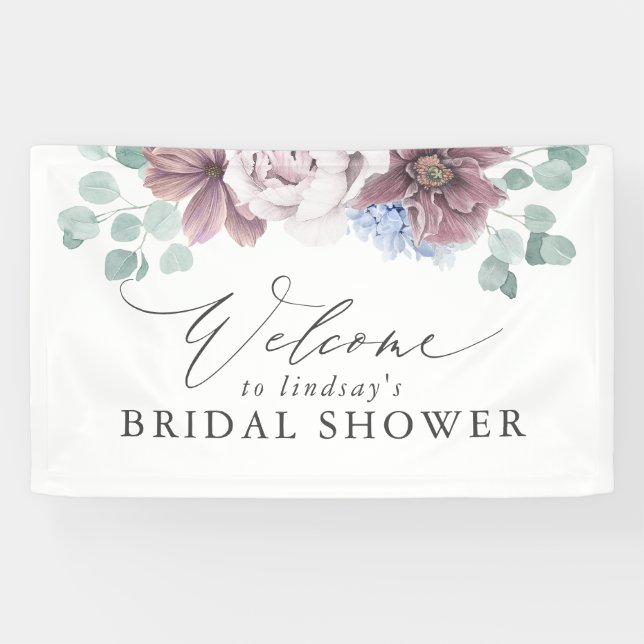 Mauve Floral Bridal / Baby Shower Welcome Banner (Horizontal)