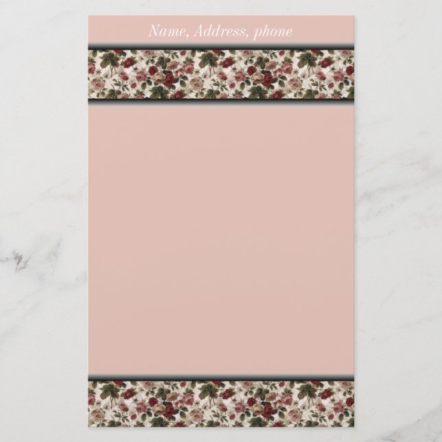 Mauve Floral Designer Recycled Stationery Template (Front)