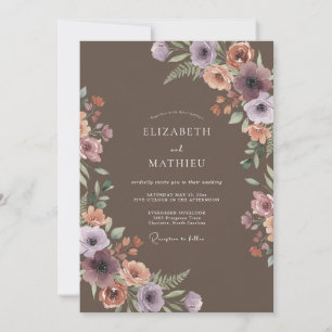 Mauve Floral Ethereal Wedding Invitation