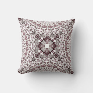 Mauve Floral Geometric Throw Pillow