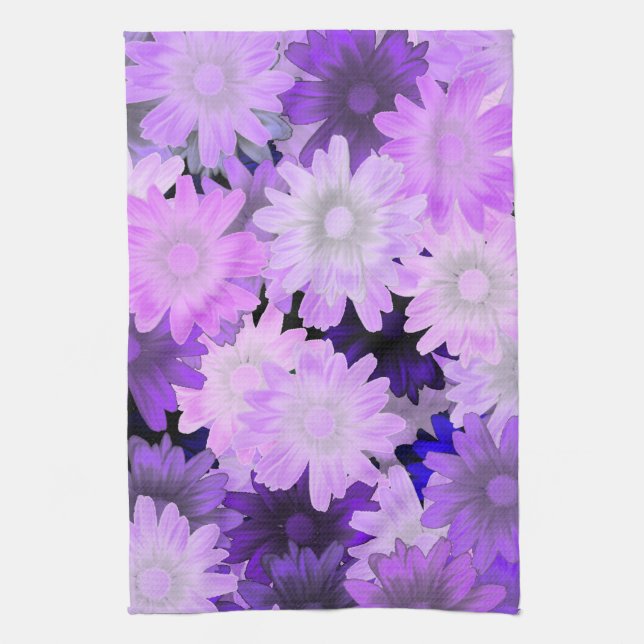 Mauve floral kitchen towel (Vertical)