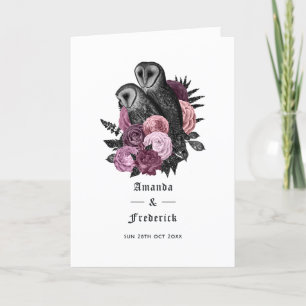 Mauve Floral Owls Gothic Wedding Program