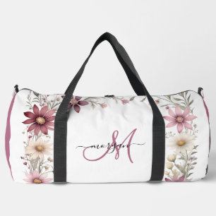 Mauve Floral Personalized Gym Duffel Bag