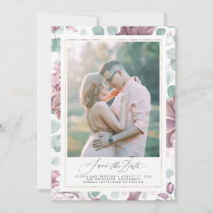 Mauve Floral Photo Enregistrer Les Cartes De Date
