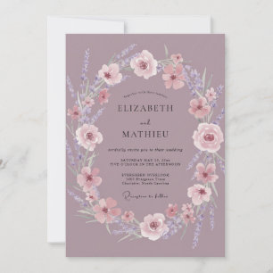 Mauve Floral Wedding Invitation