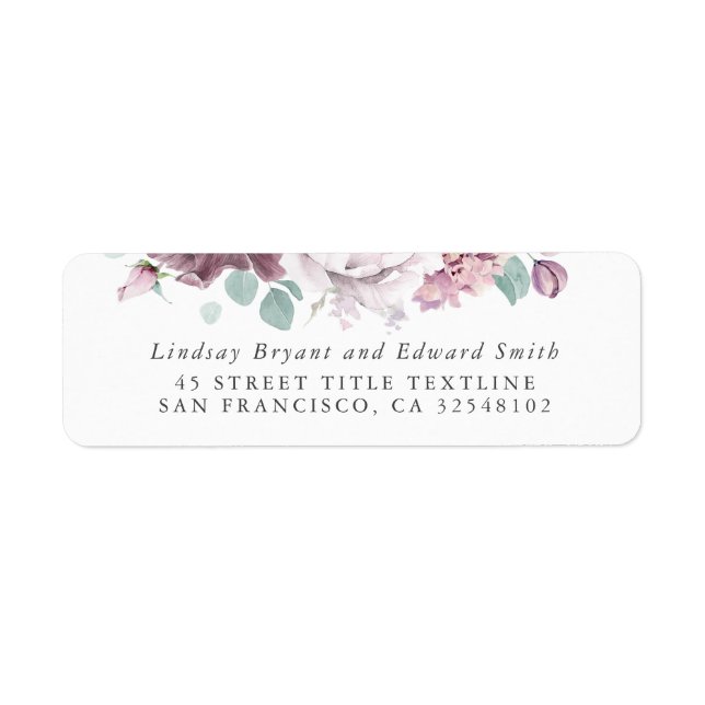 Mauve Floral Wedding Label (Front)