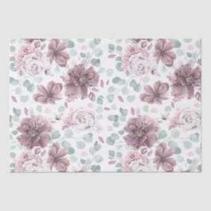 Mauve Flowers and Greenery Elegant Tissue Paper