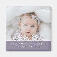 Mauve foncé Contemporain Hello Baby Magnet