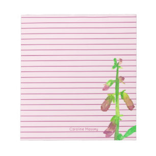 Mauve Foxglove Flower Pink Lined Personalized Notepad