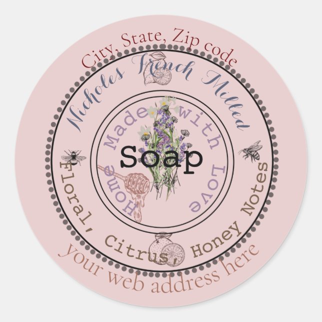 mauve French soap Classic Round Sticker (Front)