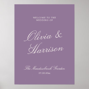 Mauve Garden Calligraphy Wedding Welcome Poster