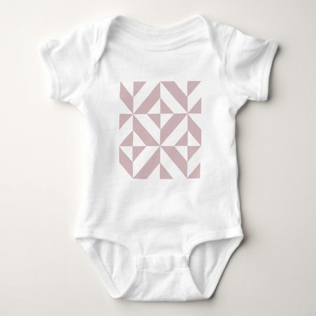 Mauve Geometric Deco Cube Pattern Baby Bodysuit (Front)