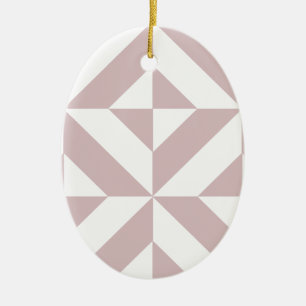 Mauve Geometric Deco Cube Pattern Ceramic Ornament