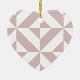 Mauve Geometric Deco Cube Pattern Ceramic Ornament