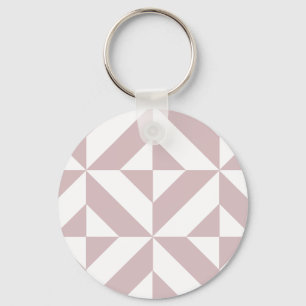Mauve Geometric Deco Cube Pattern Keychain