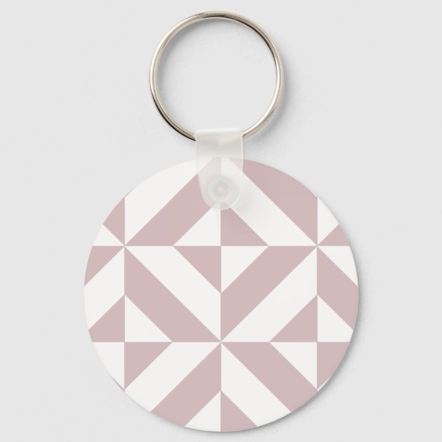 Mauve Geometric Deco Cube Pattern Keychain (Front)