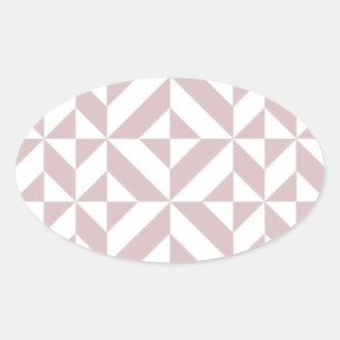 Mauve Geometric Deco Cube Pattern Oval Sticker