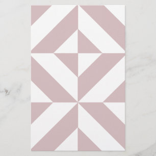 Mauve Geometric Deco Cube Pattern Stationery