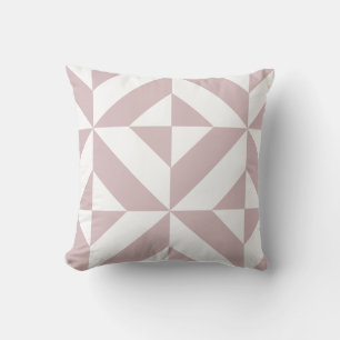 Mauve Geometric Deco Cube Pattern Throw Pillow