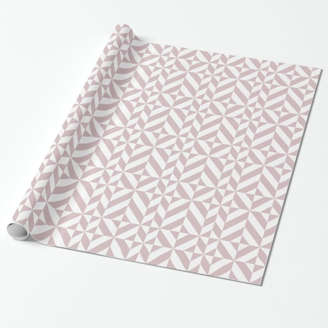 Mauve Geometric Deco Cube Pattern Wrapping Paper (Unrolled)