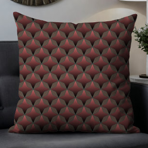 Mauve Geometric Modern Abstract Pattern in Brown Throw Pillow