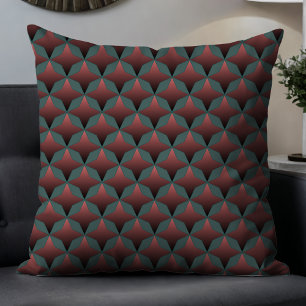 Mauve Geometric Modern Abstract Pattern in Teal Throw Pillow