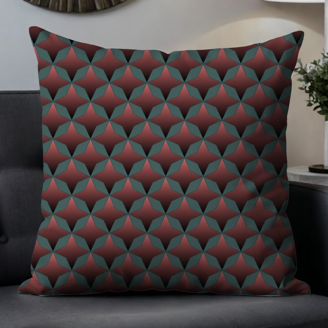 Mauve Geometric Modern Abstract Pattern in Teal Throw Pillow (Creator Uploaded)