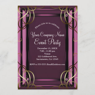 Mauve Gold Elegant Company Corporate Holiday Party Invitation