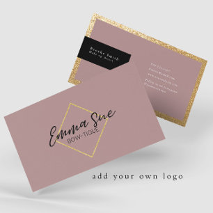 Mauve Gold Elegant Luxury Add Your Logo  Business Card