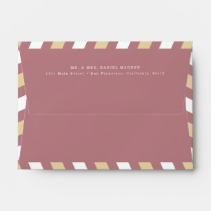 Mauve Gold White Striped Airmail Return Address Envelope