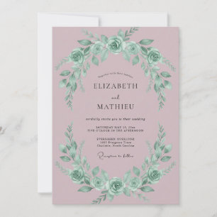 Mauve Graceful Floral Wedding Invitation