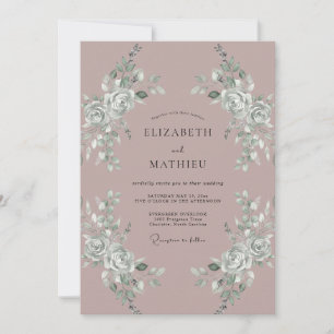 Mauve Graceful Romantic Wedding Invitation