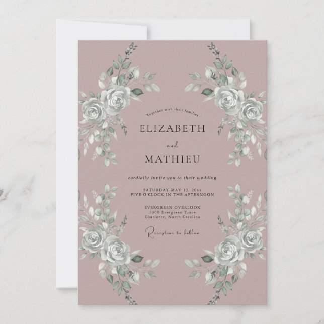 Mauve Graceful Romantic Wedding Invitation (Front)