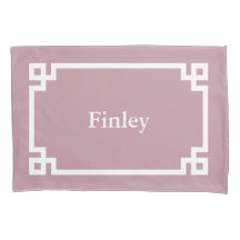Mauve Greek Key Monogram Standard Pillow Case