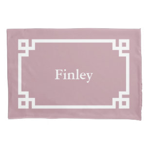 Mauve Greek Key Monogram Standard Pillow Case