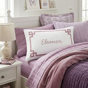 Mauve Greek Key Monogram Standard Pillow Case