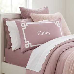 Mauve Greek Key Monogram Standard Pillow Case