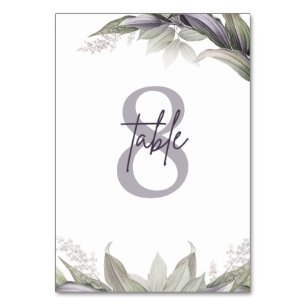 Mauve & Green Floral Wedding Table Number