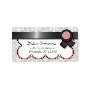 Mauve & Grey Damask Personalized Address Labels