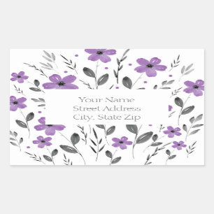 Mauve, Grey Five Petal Watercolor Flower Motif  Sticker